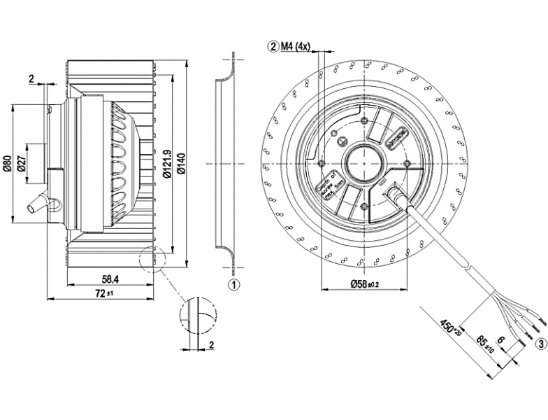 (Obraz dla) Odśrodkowy wentylator wyciągowy R2E140 AE77-C9 Hall IC Kliknij obraz, aby zamknąć