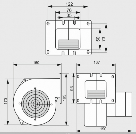 (Bild für) WPA-01 Kesselgebläse, Gebläse, Druckventilator, Druckgebläse Holzvergaser - zum Schließen ins Bild klicken