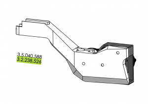 Hinterschaft für Modell 800 Alu, rechts, montiert (ohne Schaftkappe und ohne Schaftbacke)