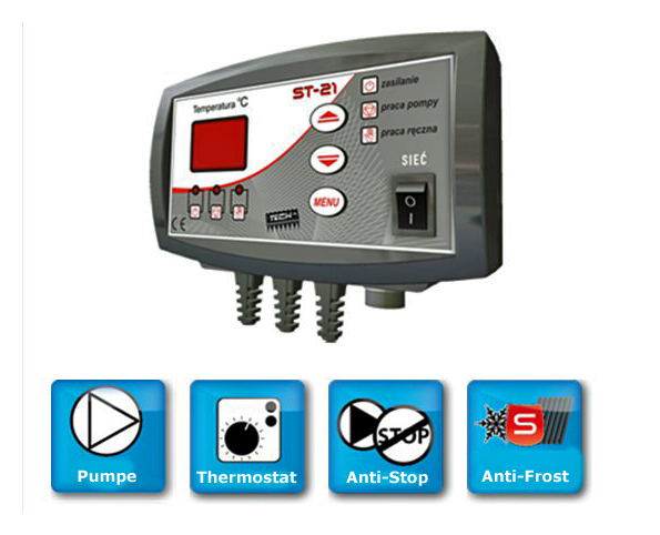 (Bild für) Steuerung Umwälzpumpe, Pumpensteuerung, Pumpenregler ST-21 / Thermostat - zum Schließen ins Bild klicken
